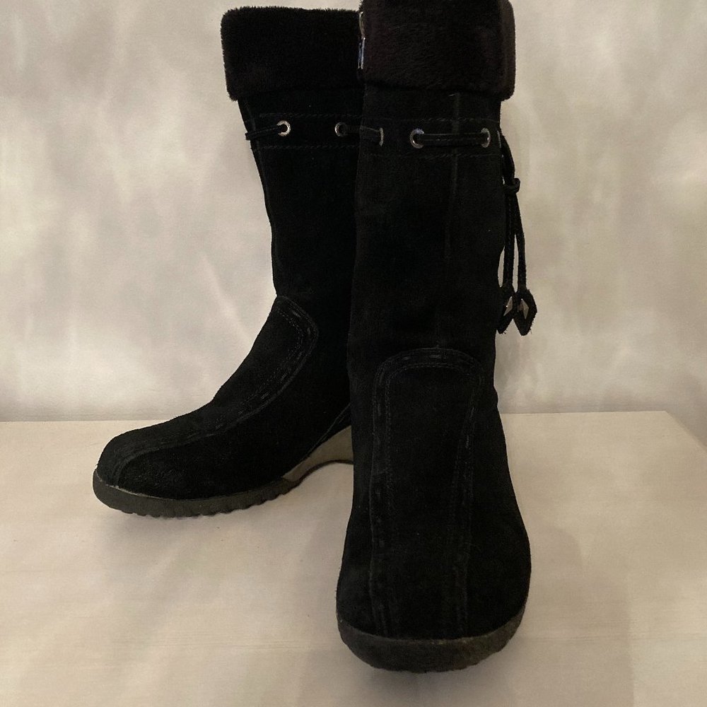 Womens KHOMBU Black Leather Winter Boots